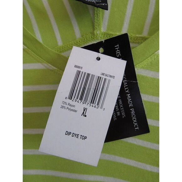 NWT Grace Elements Green & White Stripe Dip Dye Top XL - Picture 5 of 6